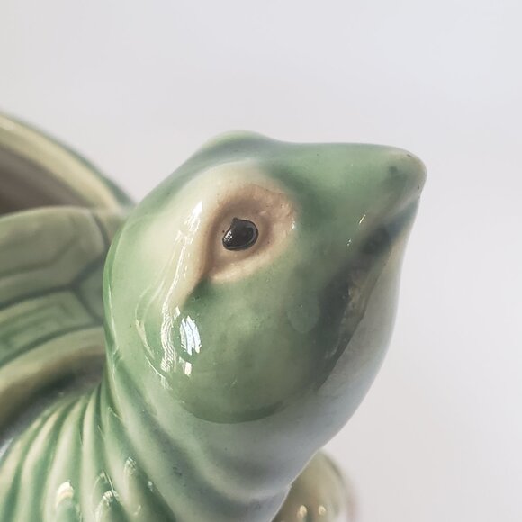 VTG Turtle Planter Kitschy Tortoise Glazed Ceramic Succulent Pot marked #B-174 - Picture 3 of 15